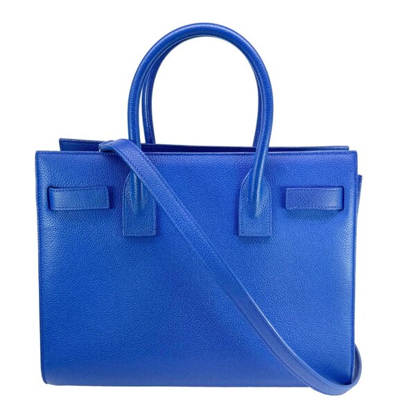 Yves Saint Laurent Sac De Jour Leather Shoulder Bag Blue - Picture 4 of 12